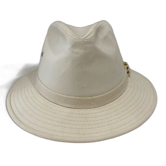 Young An Fedora Hat Men’s Size L 7 1/4 - 7 3/8 Color Cream Canvas - Picture 1 of 11